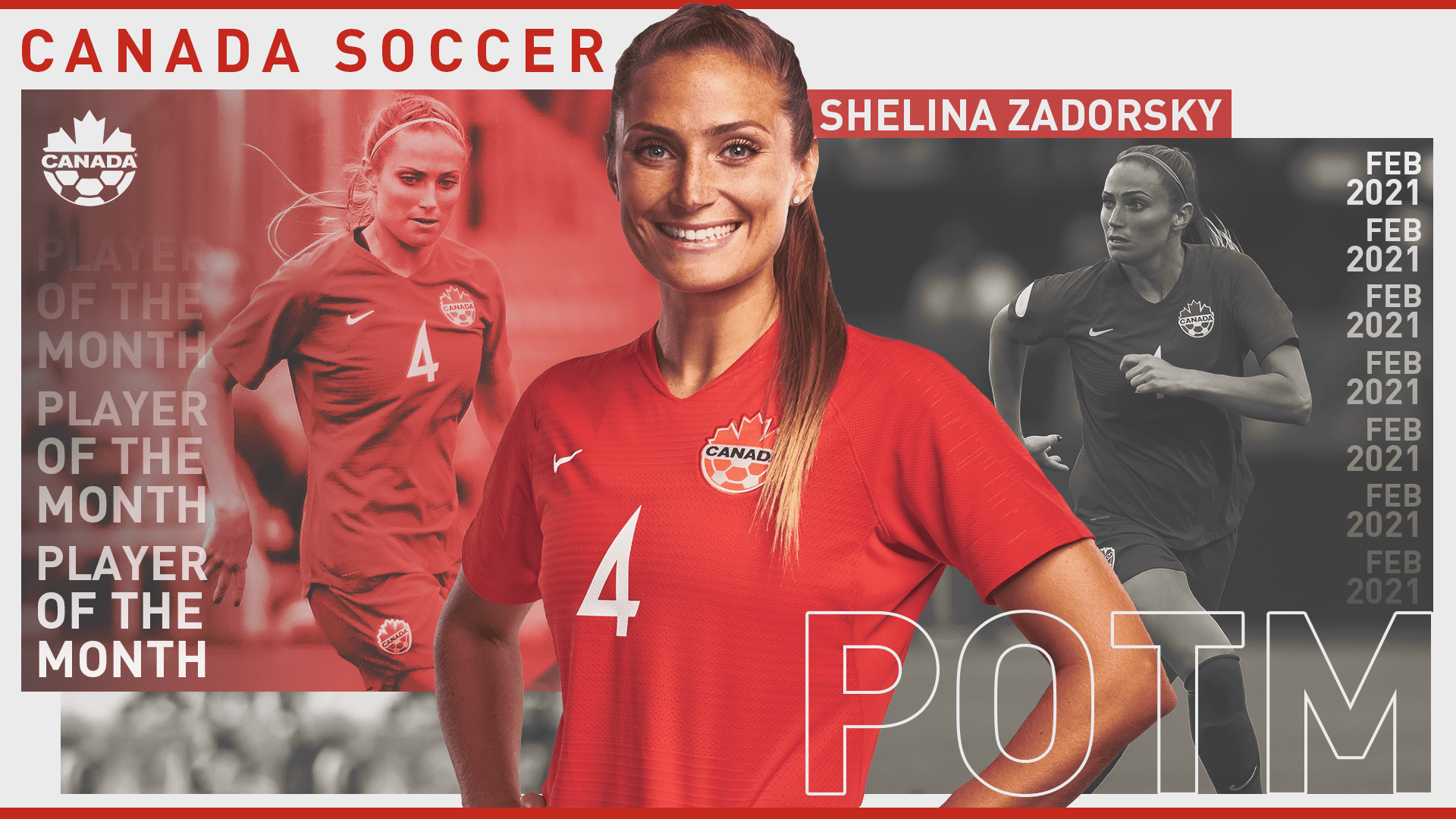 Shelina Zadorsky, Player of the Month